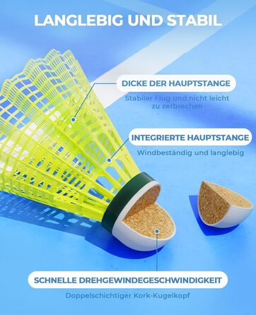 Волан для бадмінтону HIRALIY нейлон, 12/24 шт., висока швидкість, для тренувань та гри в приміщенні/на вулиці, для молоді