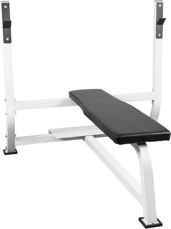Лавка для жиму GORILLA SPORTS з тримачем для гантелей, 143x110x103 см, до 250 кг, біла — тренувальна фітнес-лавка для дому та спортзалу