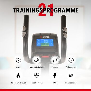 Еліптичний тренажер HAMMER Crosstech XTR BT з Glute Shaper та світлоіндикатором навантаження, 21 програма