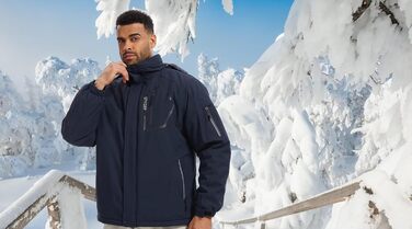 Чоловіча лижна куртка QPNGRP, водонепроникна, ізольована, зимова, 5 кишень на блискавці (S, темно-синій)