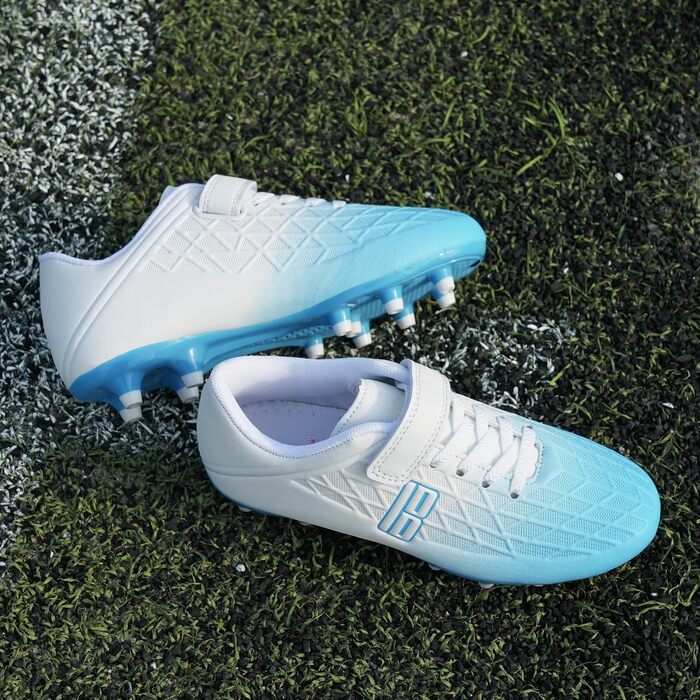 Дитячі футбольні бутси JABASIC для гри на твердих поверхнях, розмір 28 EU, біло-блакитні, з футболковими шкарпетками