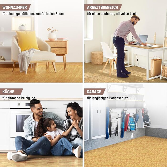 Набір модульних підлогових матів Yes4All для фітнесу та спортзалу, пазл-килим захисний (12 плиток 60x60 см, 4.5 м²), колір світлий дуб