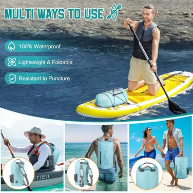 Водонепроникний мішок Dry Bag 20L RollTop: рюкзак, сумка для каякінгу, рафтингу, риболовлі, плавання, блакитний