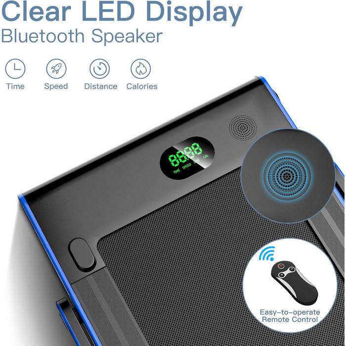 Електрична бігова доріжка DREAMADE, складна, з Bluetooth, LED-дисплеєм, режимами ходьби та бігу, пультом і тримачем для смартфона, до 12 км/год, для дому