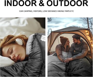 Спальний мішок для дорослих на холодно, водонепроникний, легкий, чорний (1,8 кг) - для кемпінгу, походів, відпочинку на природі та дому