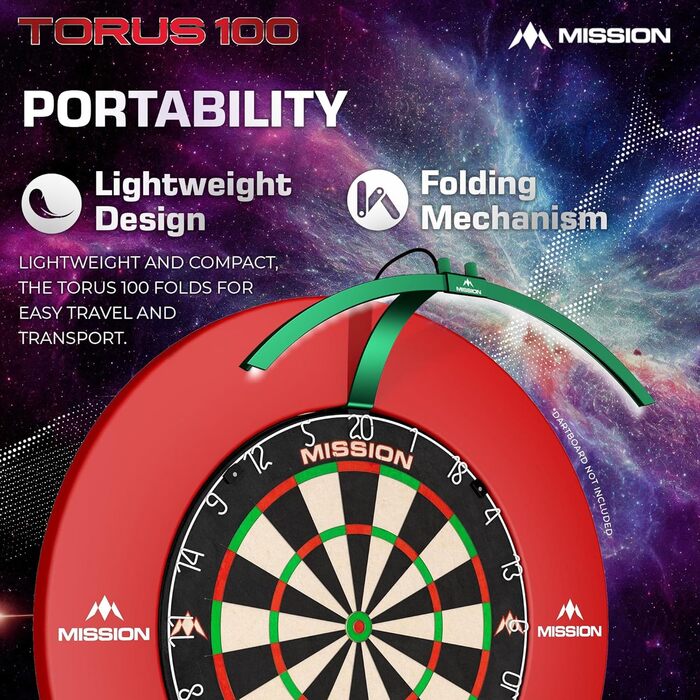 LED-дартс мішень Mission Darts TOR100 Torus 100, складана, портативна, з підсвіткою, металік-зелена