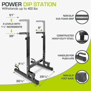 Стійка для віджимань ProsourceFit Dip Stand, важка, з'єднувач безпеки, для трицепсів, підтягувань, віджимань, L-ситів, чорна
