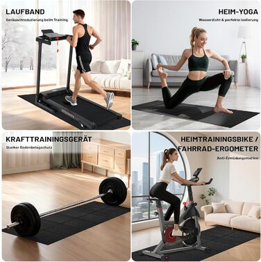 Складаний захисний килимок під тренажер (120x80 / 200x90 см) — протиковзний мат для бігової доріжки, еліптичного та велотренажера, товщина 6 мм, амортизаційний килим для йоги