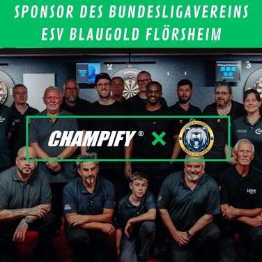 Чохол для дартсу Champify® чорний, жорсткий кейс із системою фіксації для 3 дротиків (стілдарти чи софтдарти), додаткові кишені для аксесуарів