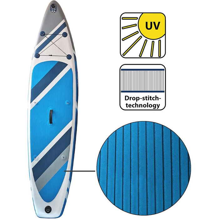 Надувна SUP-дошка ALPIDEX 320x76x15 см, до 200 кг, комплект: весло, плавці, насос, ремінець, рюкзак, набір для ремонту