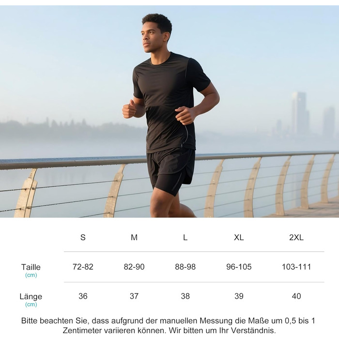 Шорти чоловічі HOPLYNN 2-в-1 літні, швидковисихаючі, для бігу та фітнесу, чорні