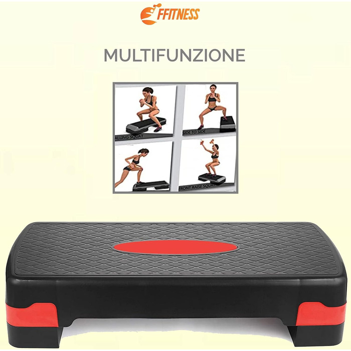 Мультифункціональний степ-платформа для аеробіки та фітнесу FFITNESS, регульована висота, 2 рівня, нековзка поверхня