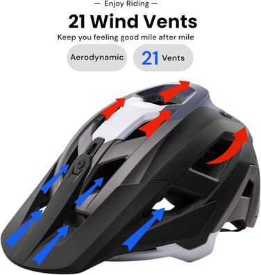 Шолом для гірського велосипеда/MTB/E-bike: регульований, чорно-сірий, 54-61 см
