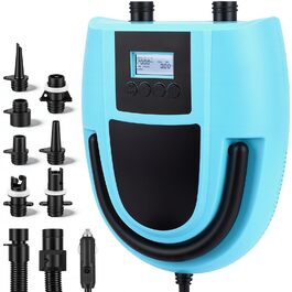 Електричний повітряний насос Sup 12V з автовимкненням та дисплеєм - 20 PSI, 7 насадок для човнів, матраців, басейнів