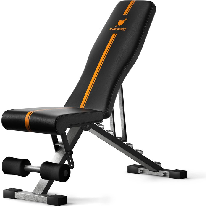 ACTIVEWEIGHT Складана регульована лава для тренувань | 90°, 30°, 0°, негативний кут | Збірка в комплекті | Сумісна з штангою | Лава для залу | Силове тренування