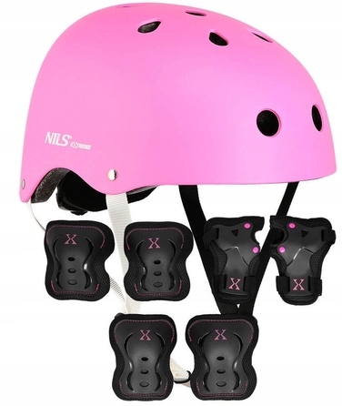 Дитячий велосипедний шолом з регулюванням + комплект захисту для скейту, розмір M