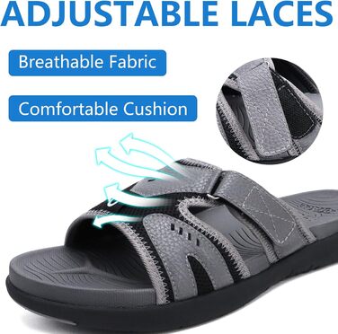 Чоловічі спортивні сандалії COFACE для відновлення після навантажень, підтримка склепіння стопи, ортопедичні, розмір 40-48 (40 EU, сіро-чорний)