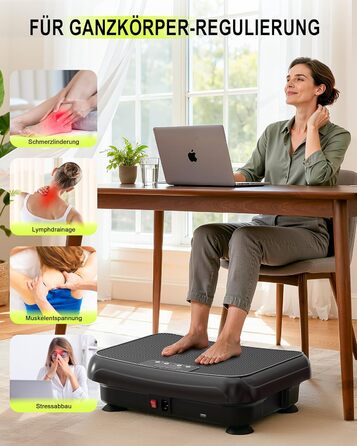 Віброплатформа HomeFitnessCode Mini для жінок - тренажер з різними рівнями інтенсивності, вібротренажер для дому, схуднення, нарощування м'язів, тренування всього тіла, чорний