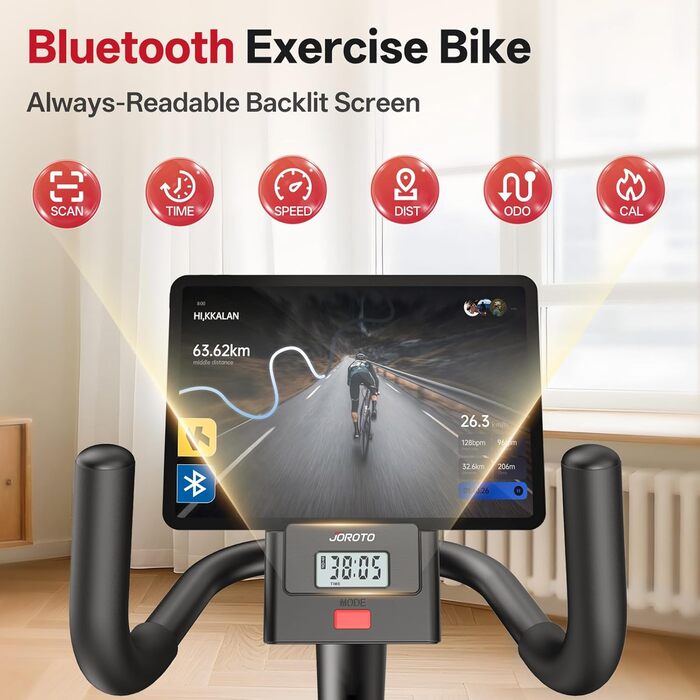 Велотренажер горизонтальний JOROTO JH30/JH30PRO з Bluetooth, LCD дисплеєм, до 136 кг - для дому