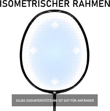 Набір для бадмінтону OGEENIER: 2 ракетки, 2 обмотки, 2 волана, 1 ракетка з сумкою (білий/чорний)