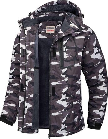 Жіноча водонепроникна куртка WULFUL для сноубордингу та лижного спорту, зимова куртка з капюшоном, камуфляжний колір чорний (XXL)