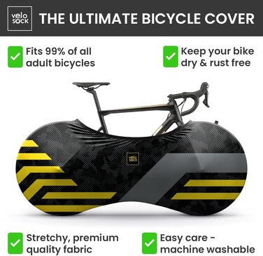 Чохол для велосипеда Velo Sock Unisex для дорослих, підходить для 99% велосипедів, жовті лінії