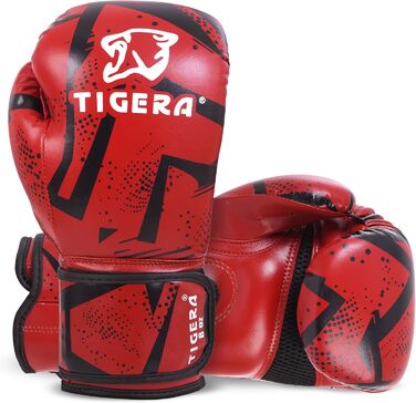 Дитячі боксерські рукавички Tigera 8oz червоні для кікбоксингу, муай-тай, тренувань, спарингу, хлопчиків і дівчаток