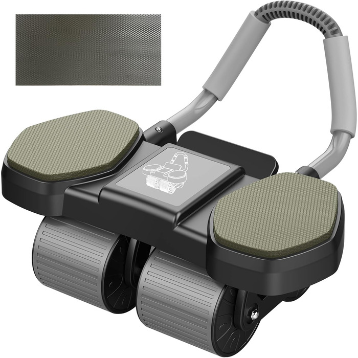 Ролер для пресу, тренажер для дому, покращене 4-колісне шасі, стабільний тренажер для зміцнення м'язів пресу та корпусу, довговічний та легкий, ідеальний для чоловіків та жінок, чорно-синій