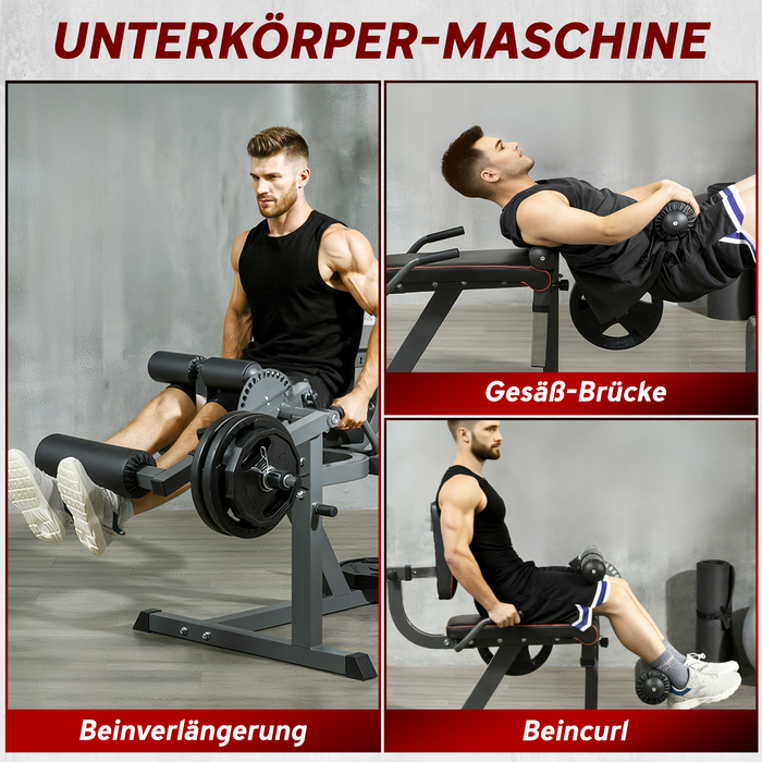 Регульований випрямитель ніг з 32 положеннями, регульованою спинкою та підтримкою стегон, сталевий, сірий/чорний