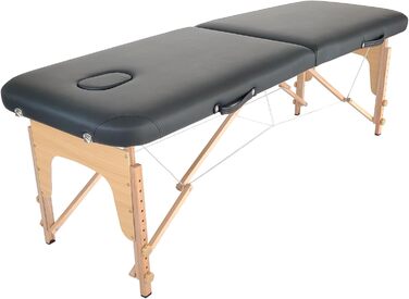 Мобільний масажний стіл 2 зони Basic 185x60 см, складаний, 11,8 кг, косметологічна кушетка, чорний