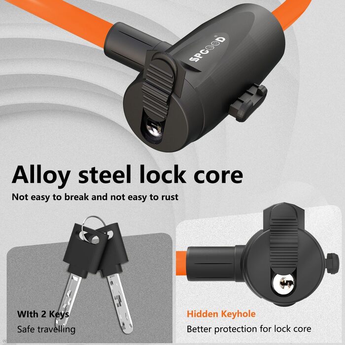 Надійне велосипедне замкове тросик 120 см, 12 мм, посилений, з 2 ключами, для велосипеда, триколісного велосипеда, мотоцикла, скутера (Помаранчевий)