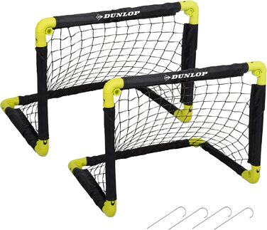 Складані футбольні ворота Dunlop для дітей, 2 шт, 50x44x44 см, чорні/жовті, для саду та кімнати, тренувальні аксесуари