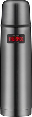 Термос пляшка Thermos Light & Compact 0,75 л, сталева ізоляційна фляга сірого кольору з чашкою, зберігає тепло 18 год/холод 24 год, не пропускає рідину, без BPA, можна мити в посудомийці