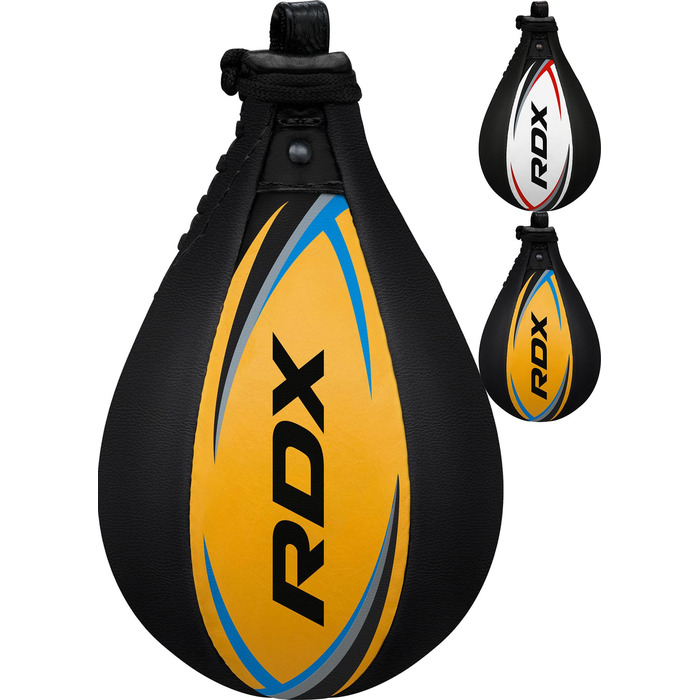 Боксерська груша RDX Speed Bag з поворотним кріпленням, шкіряний, для ударів, MMA, муай-тай, фітнесу, тренувань, кікбоксингу, домашнього залу, жовтий