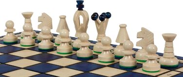 Шаховий набір Sunrise Chess Mittleres Königliches в синьому кольорі (35x35 см) – поєднання традицій та сучасного стилю