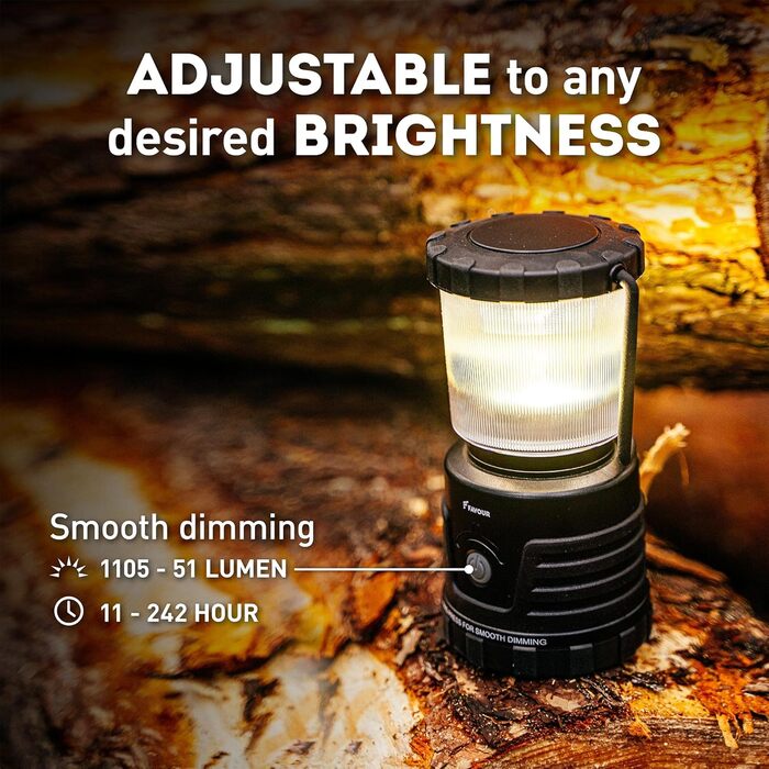 LED ліхтар для кемпінгу Favour Adventurer 1300 Lumen, IP64, регулювання яскравості, змінна колірна температура, акумуляторний, зелений