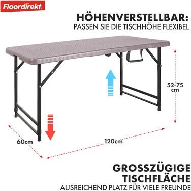 Зручний розкладний садовий стіл Floordirekt Saga 120x60 см - для тераси, балкона, кемпінгу