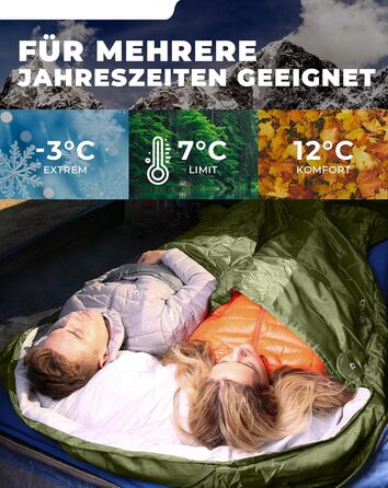 Сплячий мішок KingCamp для двох осіб, зимовий, для кемпінгу, оливковий