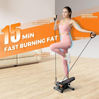 Міні-степпер ONETWOFIT з еспандерами для дому, тренажер для фітнесу, навантаження до 160 кг, станція для підтягувань