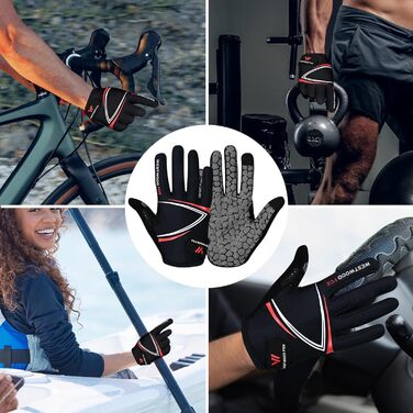 Велосипедні рукавички Westwood Fox Vofinger з антиковзаючою поверхнею та підтримкою сенсорного екрану, амортизуючі рукавички для гірського велосипеда, шосе, перегонів, велоспорту та спорту для чоловіків та жінок (M, червоні)