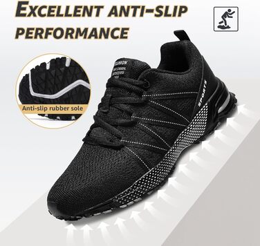 Чоловічі кросівки ASHION для спорту та бігу, легкі, дихаючі, чорні (45 EU)