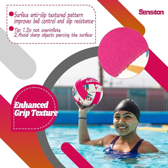 Волейбольний м'яч Senston для пляжу та саду - вологостійкий, м'який доторк, рожевий