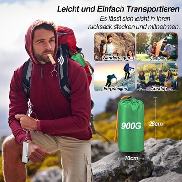 Isomatte HVIERO Саморозкладаючася, для кемпінгу та подорожей, ультралегка, компактна, зелена