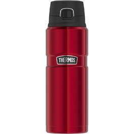 Термос-бутилка з нержавіючої сталі THERMOS STAINLESS KING 0,7 л, червона, Safe Flow кришка, зберігає тепло 15 годин/холод 24 години, для води і чаю, без BPA, підходить для посудомийної машини