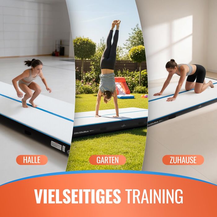 Airtrack мат для гімнастики надувний 3/4/5м, 120см, 10/20см, з електронасосом, ремонтним набором та сумкою 400x120x20см