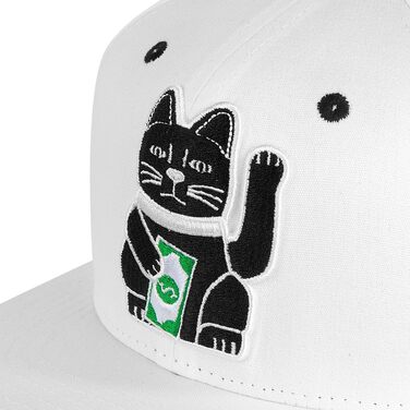 Кепка-снэпбек Nebelkind Winkekatze унісекс з прямим козирком, регульована, біла, стиль streetwear