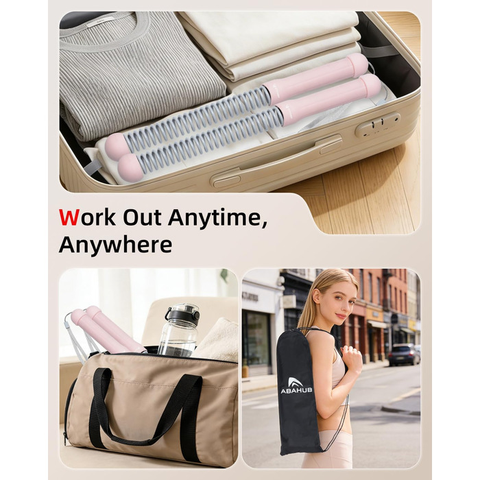 Битва-канат Abahub з утяжеленням, без мотузки, для дому: тиха домашня тренування, екіпірування для фітнесу, HIIT та аеробні вправи, 2 шт., рожевий