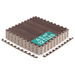 Набір пазл-матів для підлоги Yes4All для тренажерного залу та гаража, 12 шт (60x60 см), захисний покриття під тренажери, колір: темний горіх (4,5 м²)