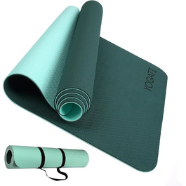 YOGATI нековзкий килимок для йоги та фітнесу з ременем, зелений, для чоловіків і жінок
