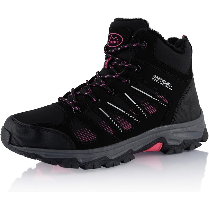 Черевики для піших прогулянок Softshell для жінок та чоловіків, зимові, утеплені, чорно-рожеві (36 EU)